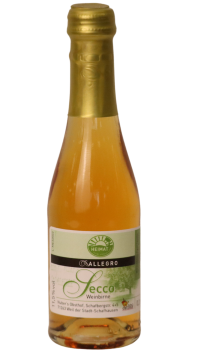Eine 200 Milliliter Glasflasche Piccolo Secco Weinbirne